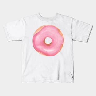 Pink donut watercolor painting Kids T-Shirt